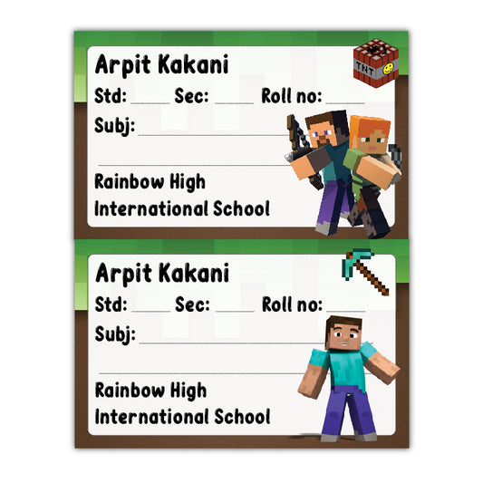 School Book Labels - Minecraft