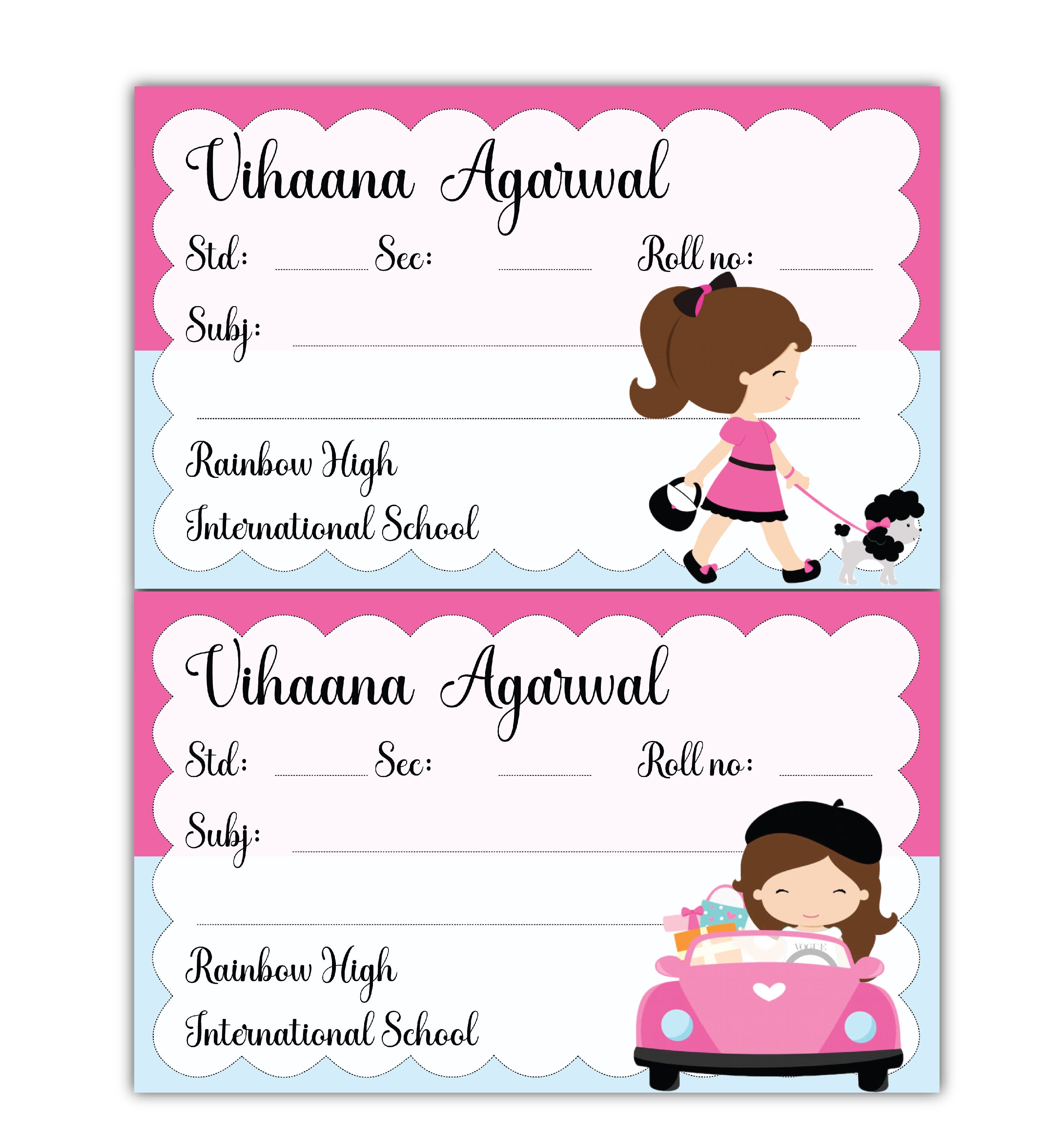 School Book Labels - Paris girls – thedesignfactoryshop