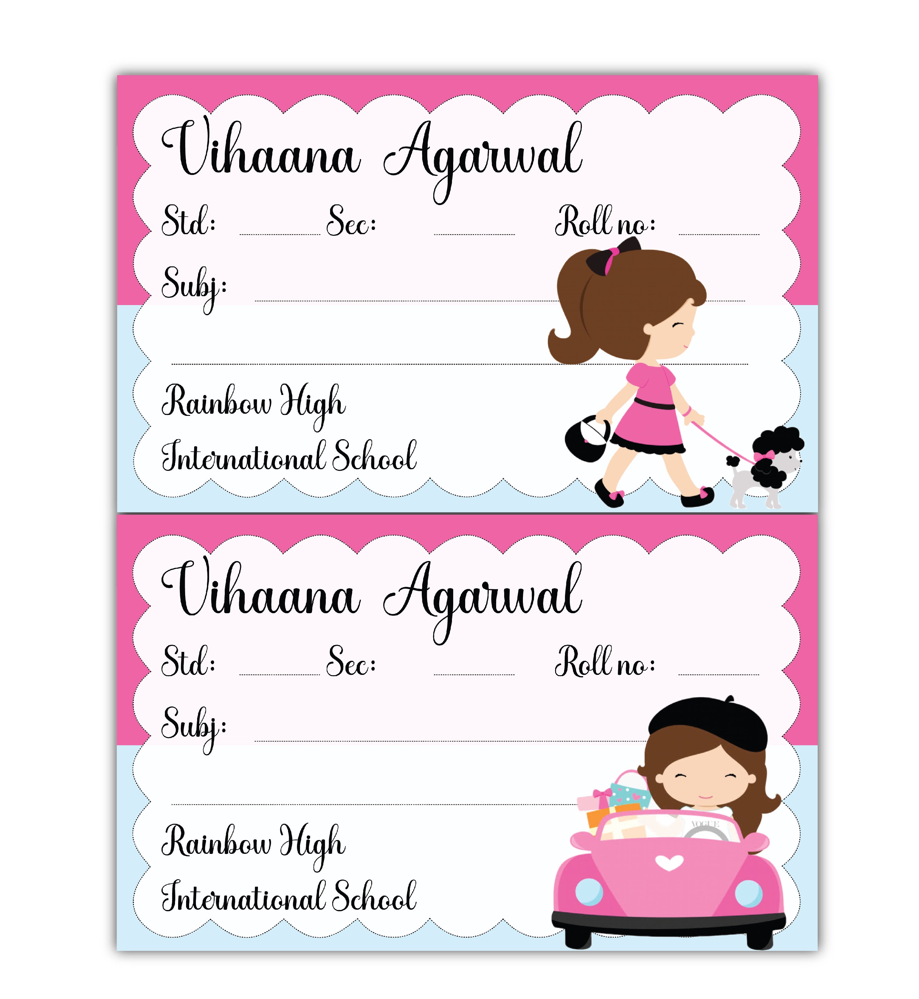 School Book Labels - Paris girls