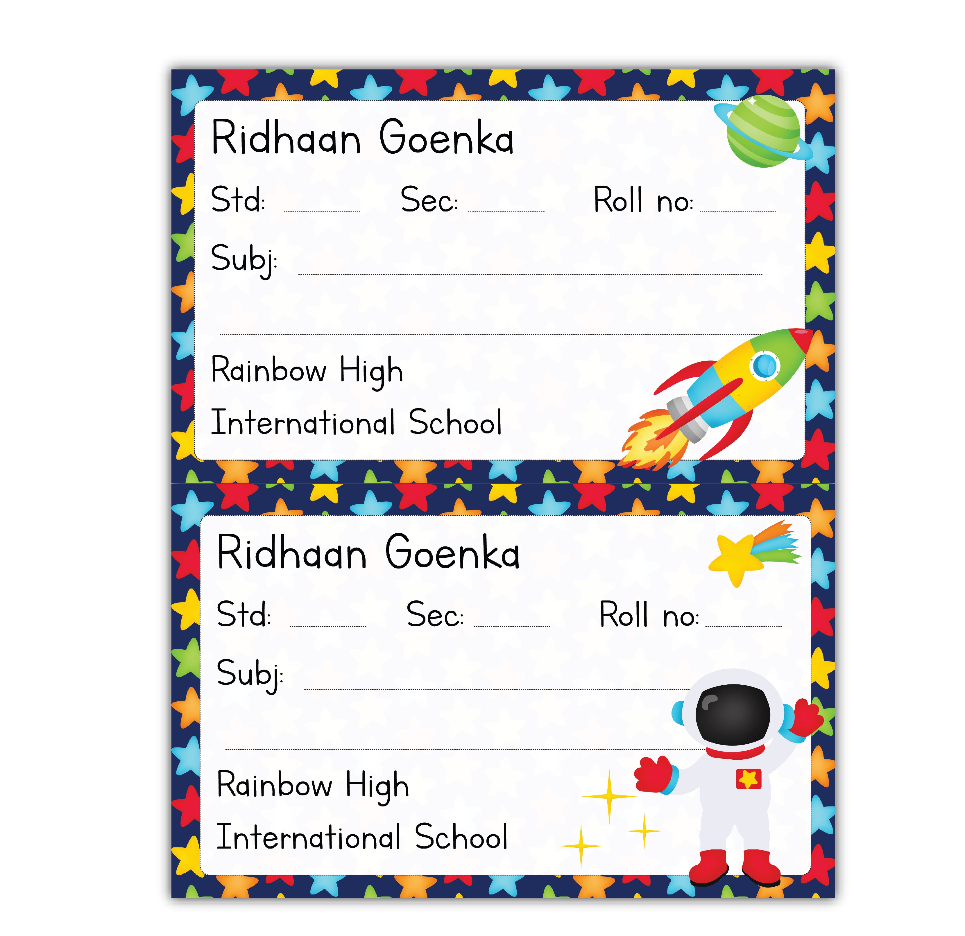 School Book Labels - Space (Design 2)