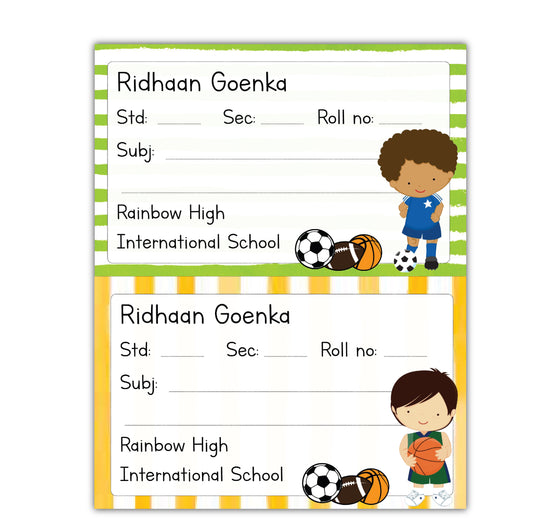 School Book Labels - Sports boys