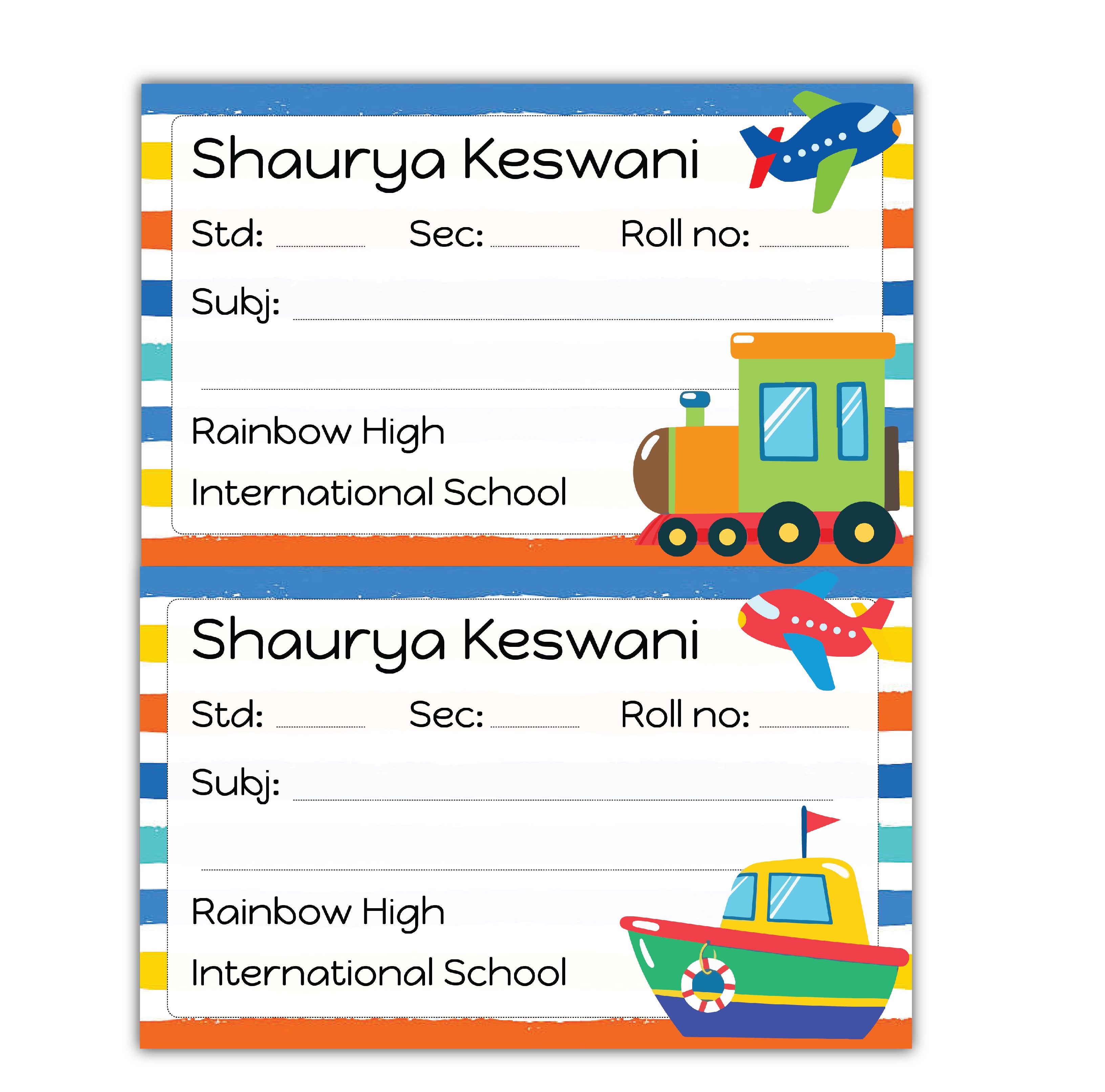 School Book Labels - Transport