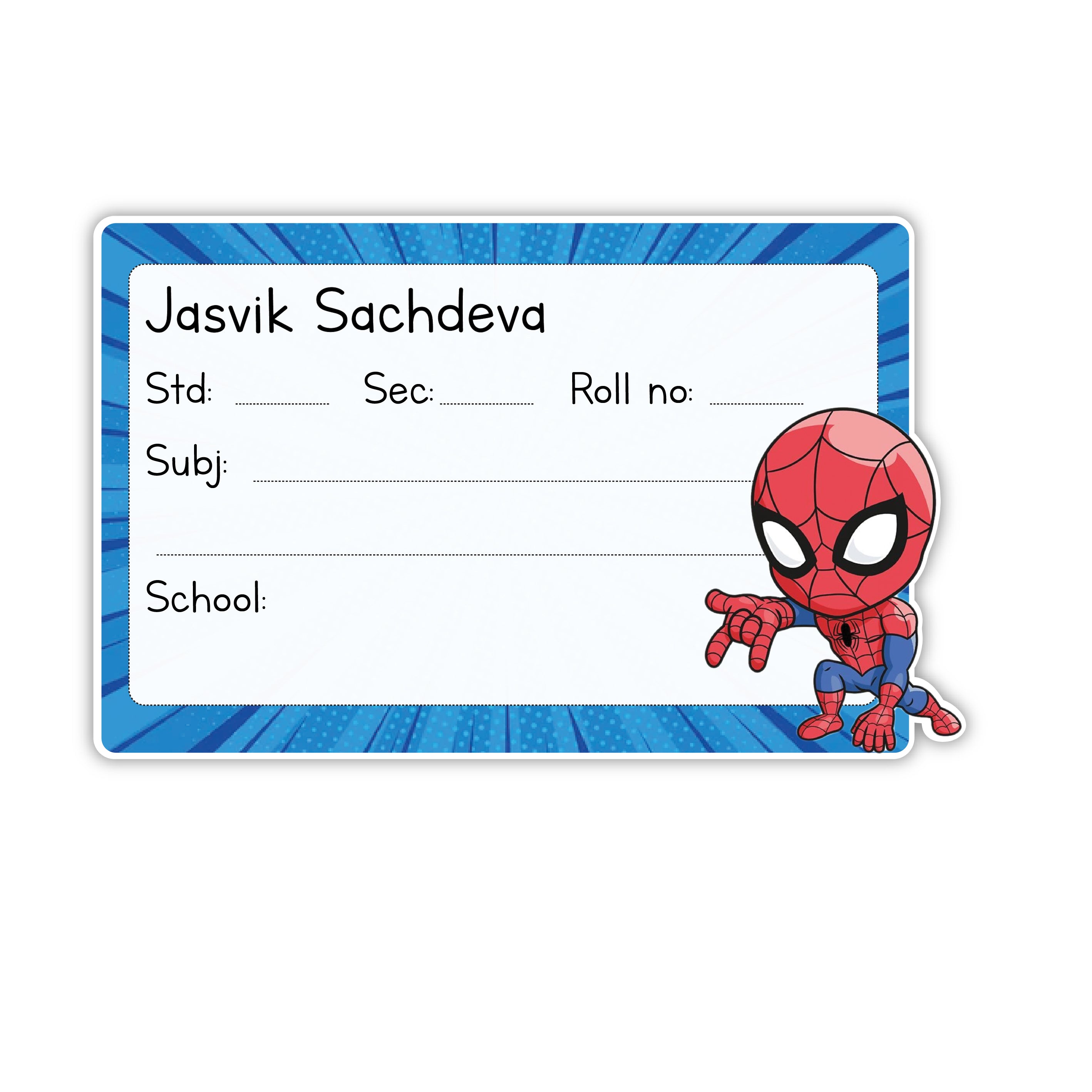 School Book Labels (Shape)  - Spiderman