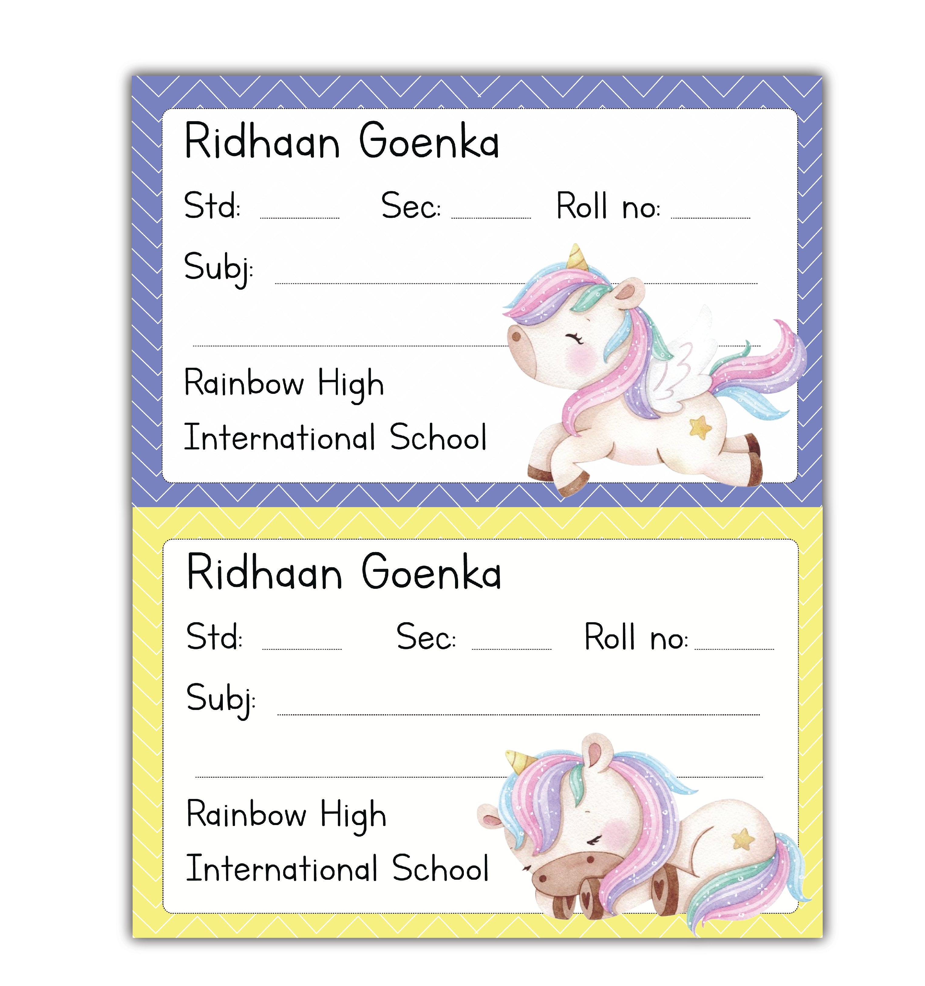 School Book Labels - Unicorn (Design 1)