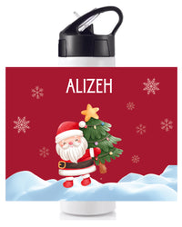 Sipper Bottle (With straw) - Christmas Santa with Xmas tree