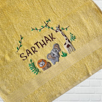 Towel - Jungle animals (Banana yellow)