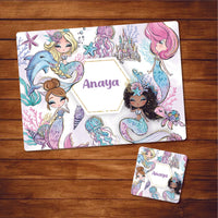 Table Mat With Coaster - Mermaids