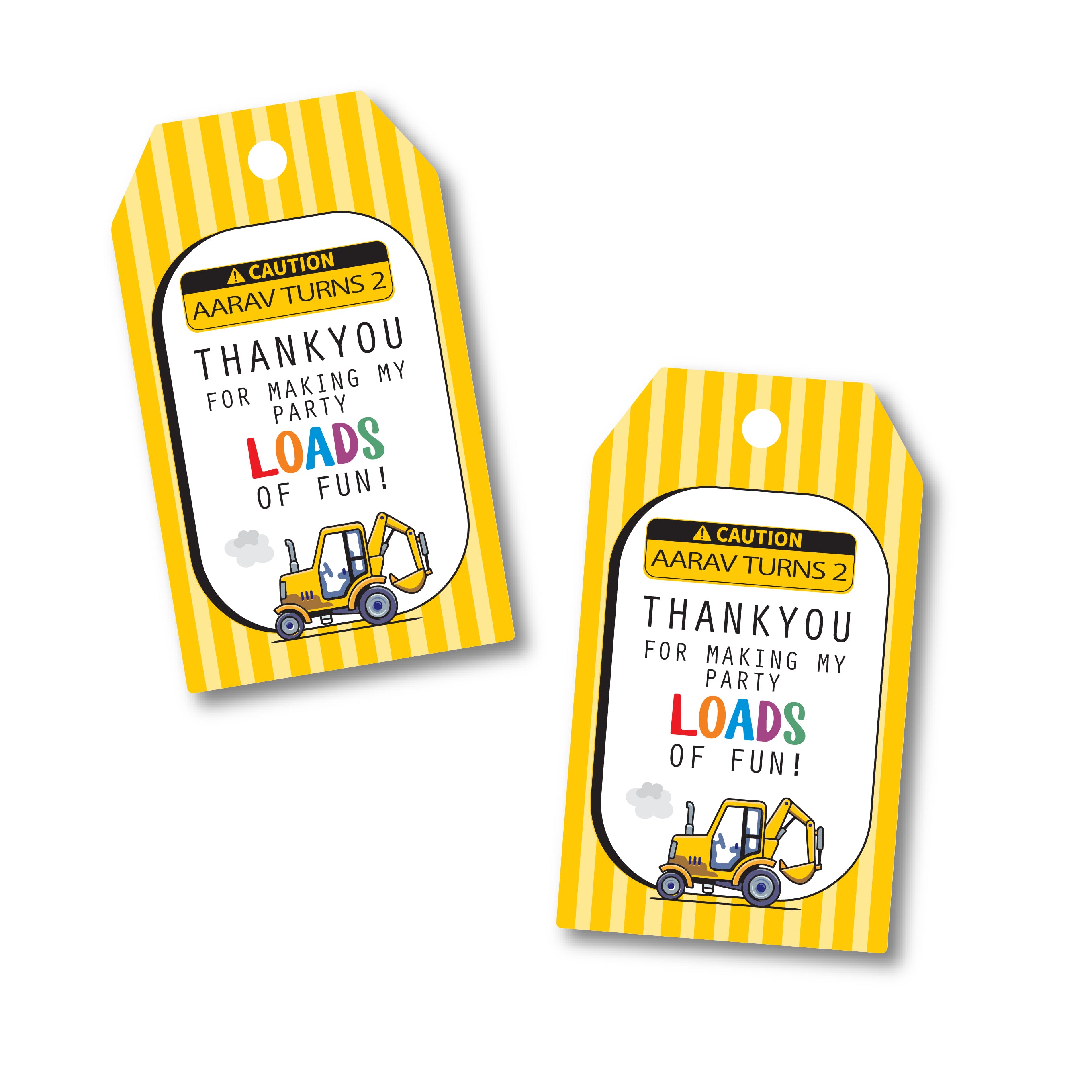 Thank You Tags - Construction Striped