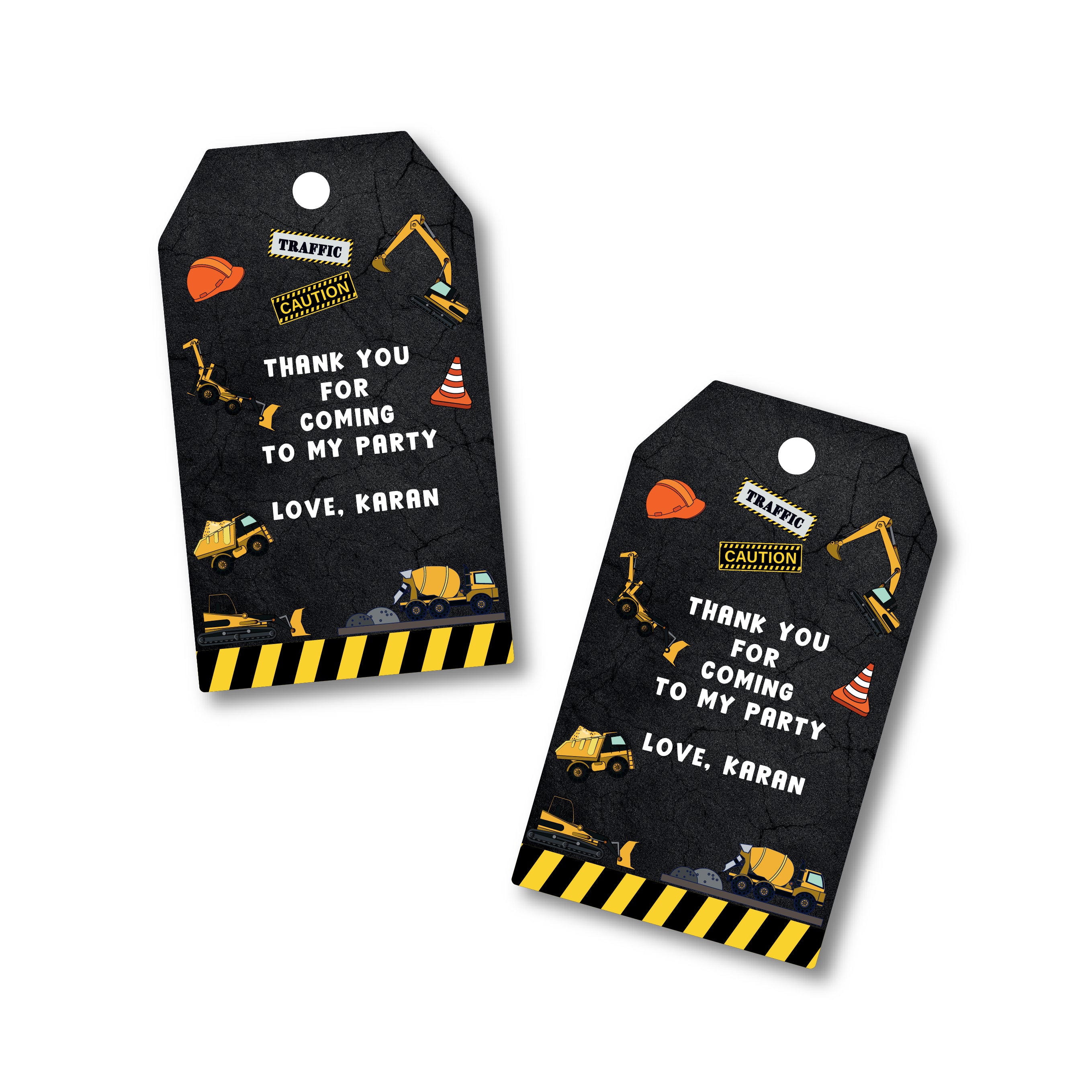 Thank You Tags - Construction Black