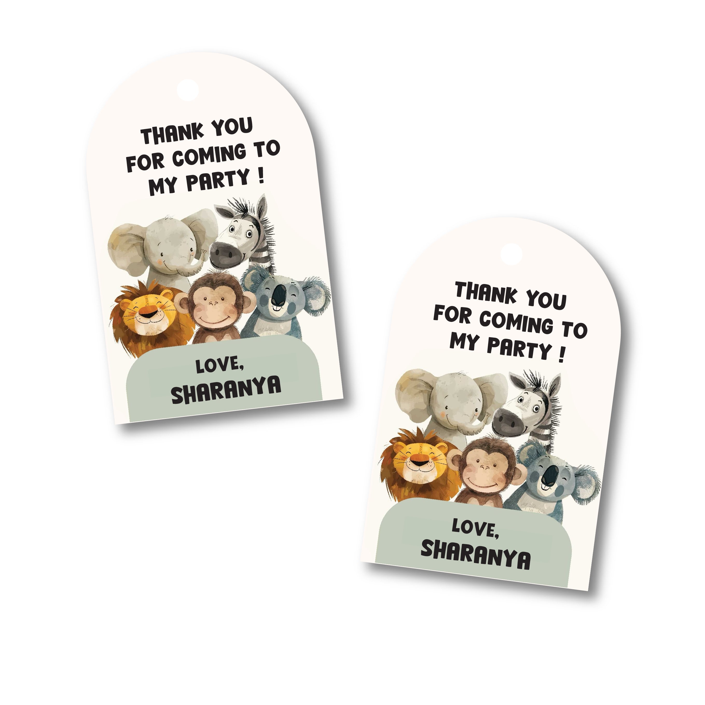 Thank You Tags - Safari Animals