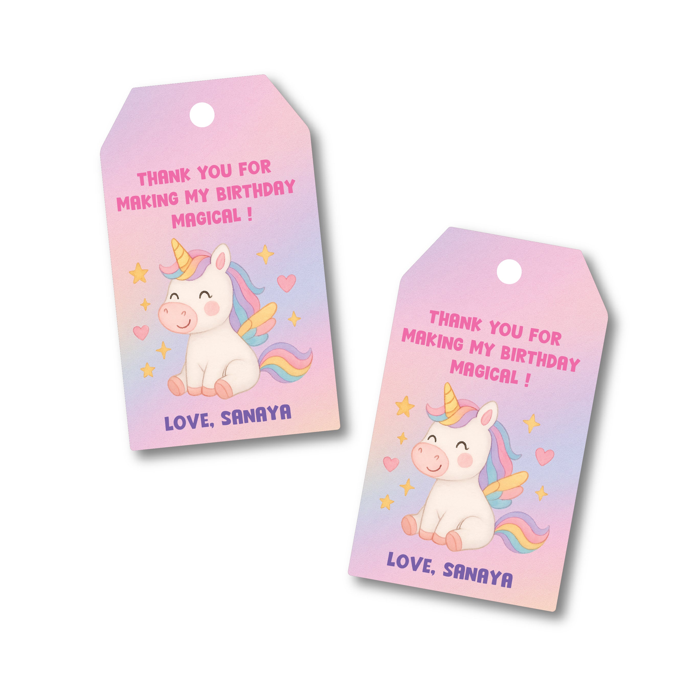 Thank You Tags - Unicorn Pastel