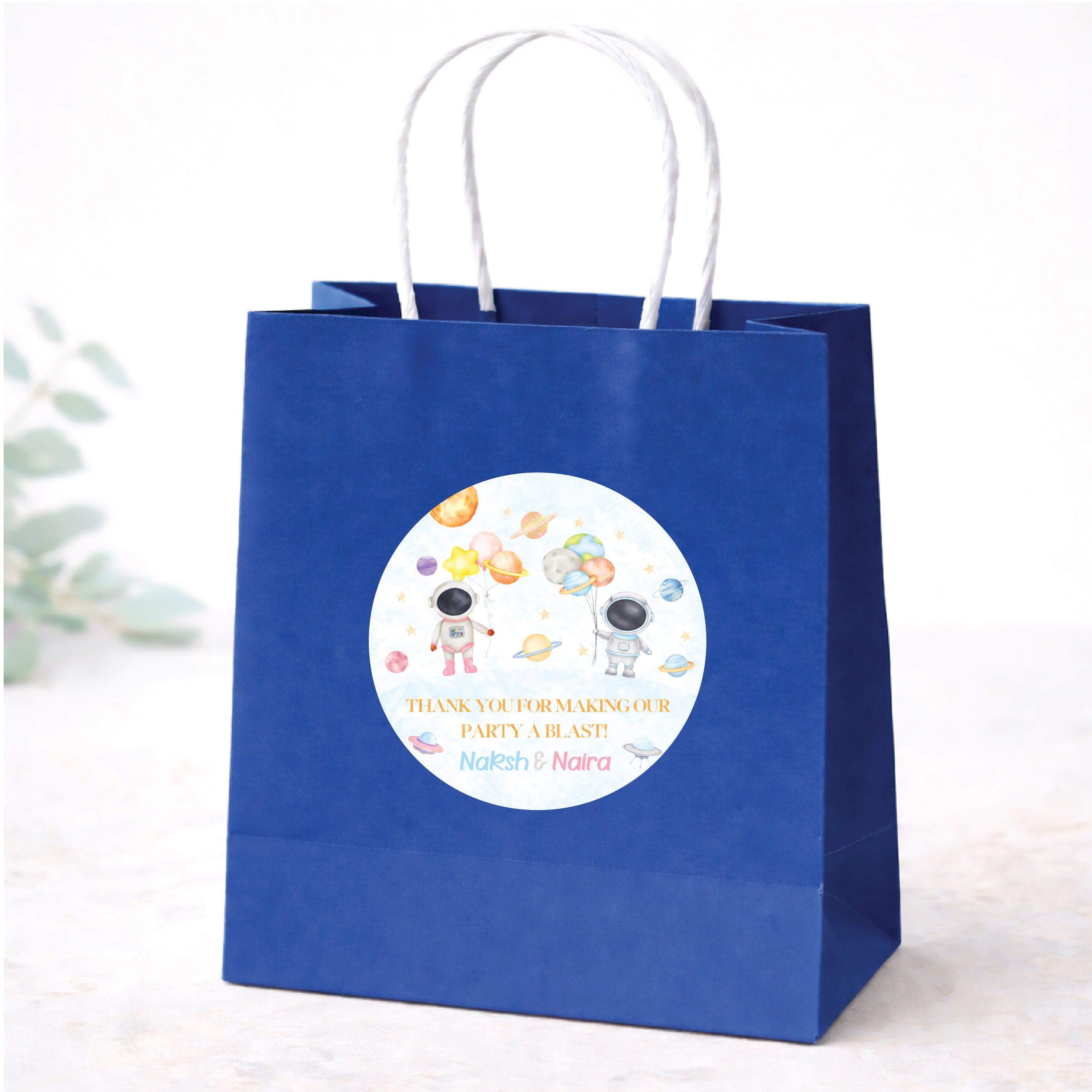 Thank You Sticker (Round) - Astronaut Siblings