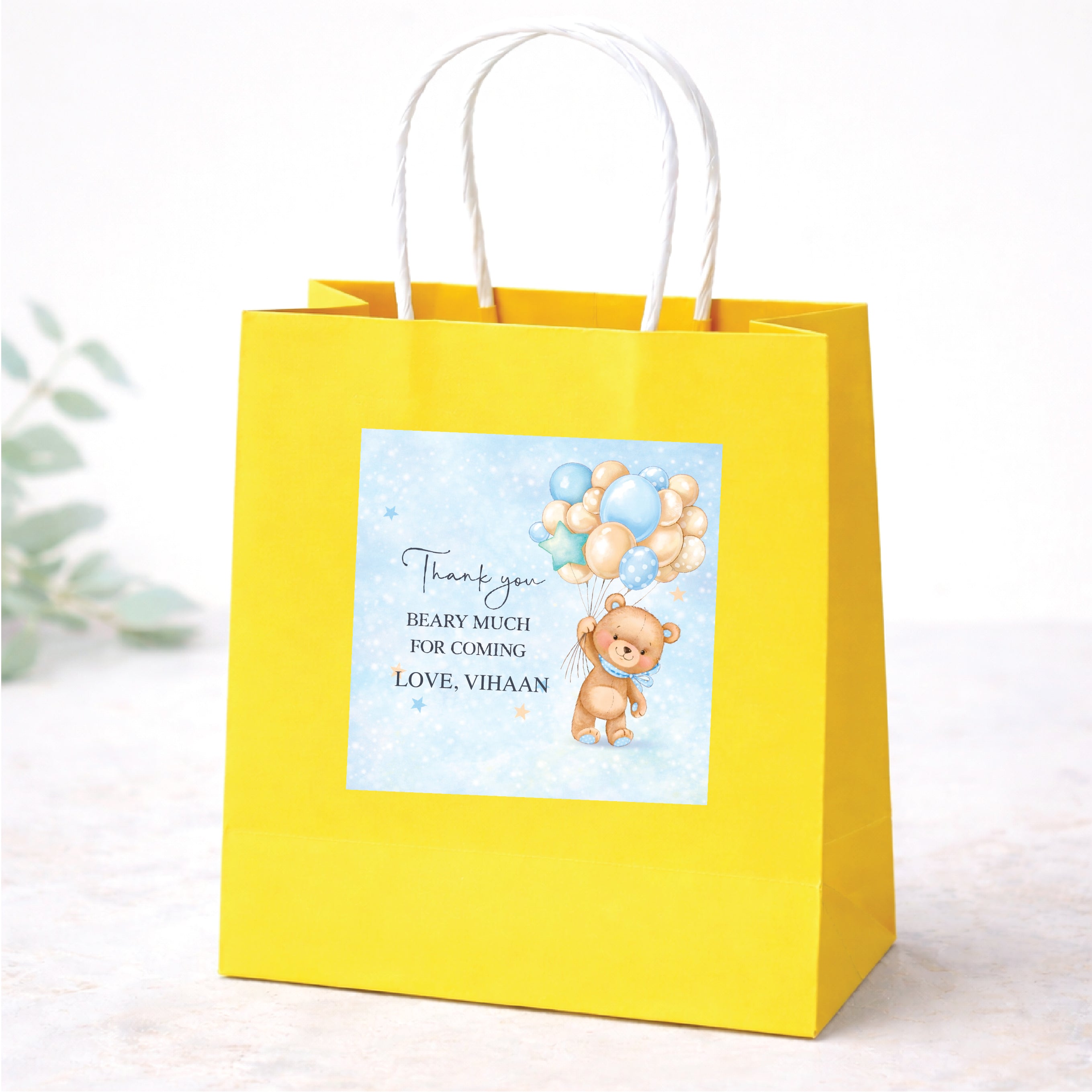 Thank You Sticker (Square) - Teddy With Balloons