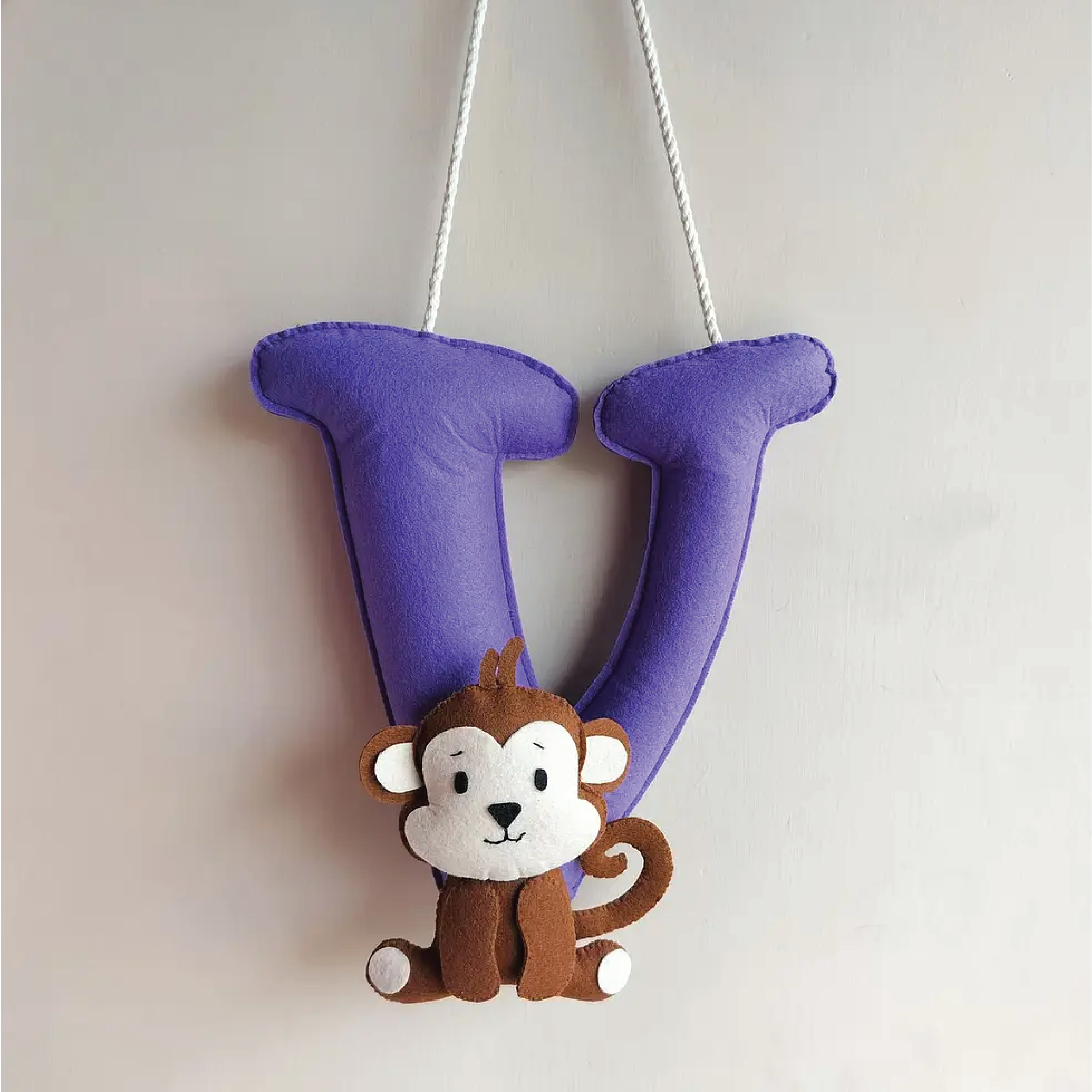 Felt Jumbo Name Initial Hanging - Monkey