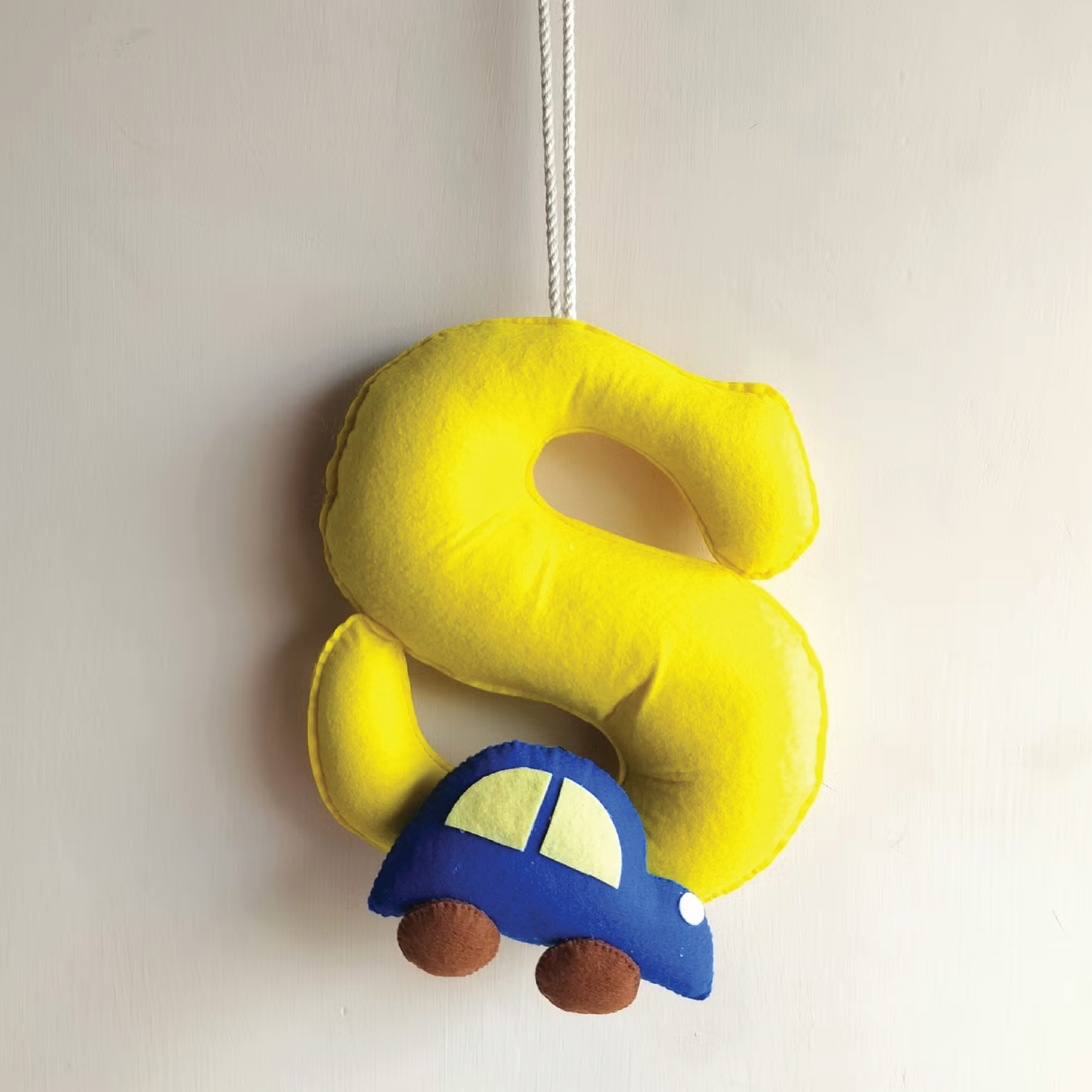 Felt Jumbo Name Initial Hanging - Car